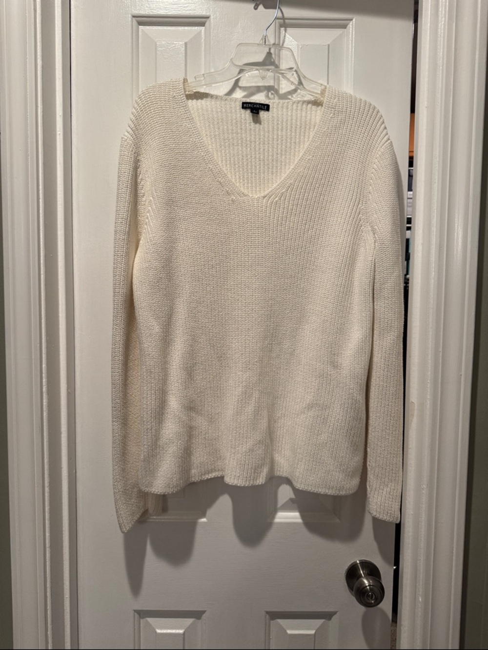 J. Crew Cream V-Neck Lightweight Knit Sweater